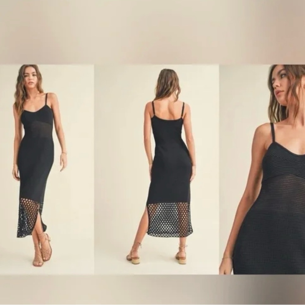 House of Harlow 1960 Black Crochet Midi Dress